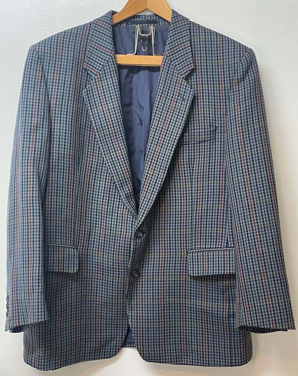 VTG Greiff Wool Houndstooth Blazer Gun Club Check Tweed Wool Jacket Men’s 42 44